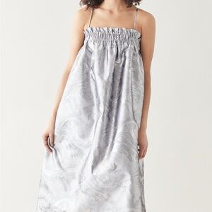 NWT GANNI Silver Marble Print Maxi Dress